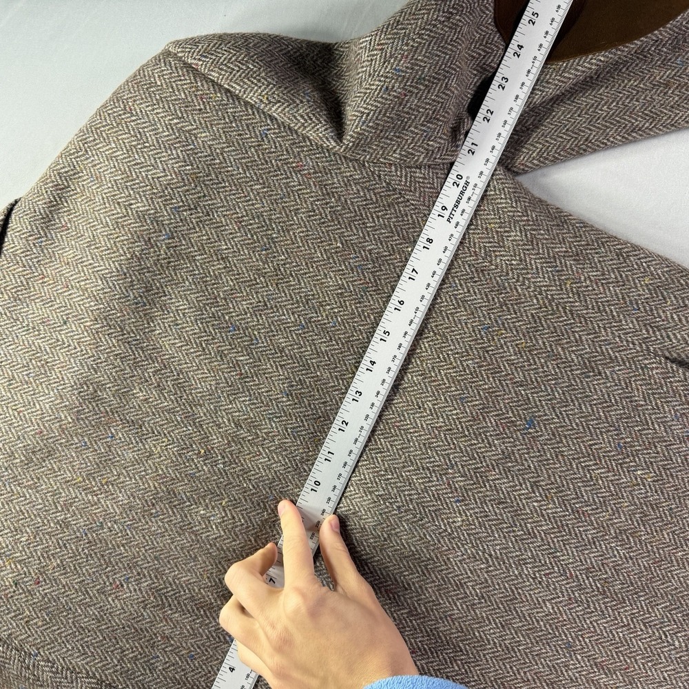 Vintage Herringbone Tweed Wool Blazer Mens 42 Brown Sport Coat Jacket Proffesor - Picture 10 of 13